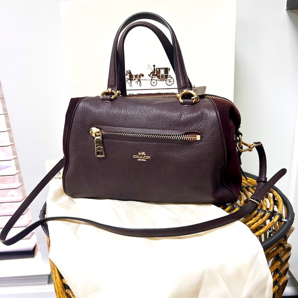 Coach Handbags - Coach 2WAY Suede Bag Oxblood Burgundy Like New H1781 555532 Crossbody Handbag